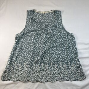 Mason‎ & Belle Sleeveless Tank Blouse Women's Large Embroidered Ditsy Floral